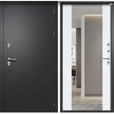 Дверь входная FlyDoors АЙВАРС ЗЕРКАЛО Букле черный - Велюто биянко с терморазрывом